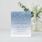 お手頃 グリッター ドリップ ブルー ブライダル シャワー インビテーション (スタンド正面)