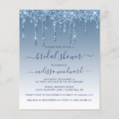 お手頃 グリッター ドリップ ブルー ブライダル シャワー インビテーション (正面)