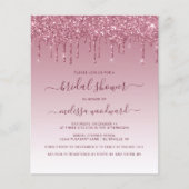 お手頃 グリッター ドリップ ワインレッド ブライダルシャワー 招待状 (正面)