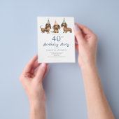 お手頃 ダックスフンド 犬 40歳 誕生日 ご招待状 チラシ (手)