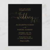 お手頃 フォト ゴールド ハーツ スクリプト 結婚式招待状 (正面)