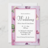 お手頃 フラワー バーガンディー 水彩 ロマンチック エレガント 招待状 (正面)