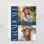 お手頃 モダン エレガント 3枚写真 卒業式招待状 招待状 (正面)