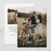 お手頃 モダン カリグラフィー 新年 2 枚の写真 シーズンカード (正面/裏面)