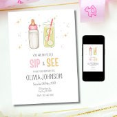 お披露目パーティー＆ベビーシャワー、新生児女子、赤ちゃんパーティー 招待状