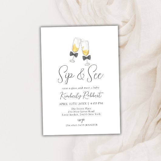 お披露目 ワインボトル シルエット ベビーシャワー 招待状