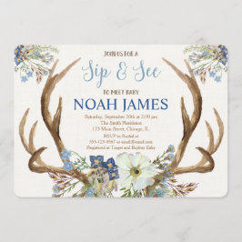 お披露目＆歓迎会の男の子の招待状　ボヘミアンスタイル 招待状