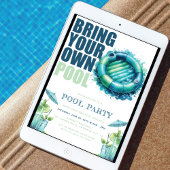 お持ち込みプールパーティーブルーターコイズ 招待状