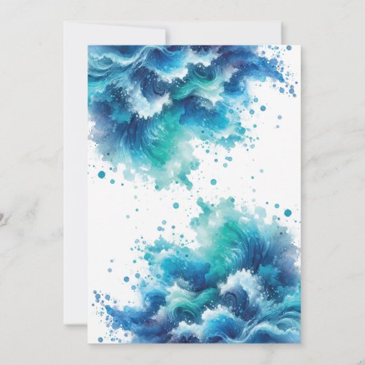 お持ち込みプールパーティー 青いターコイズの水しぶき 招待状 (裏面)