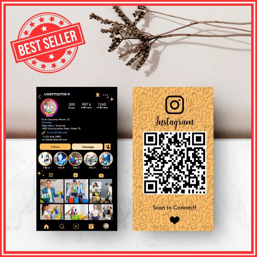 お掃除InstagramピーチハウスキーピングメイドQRコード 名刺