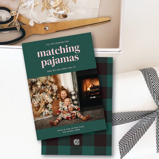 「お揃いのパジャマの季節」写真入りグリーティングカード シーズンカード