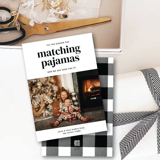 「お揃いのパジャマの季節」写真入りグリーティングカード シーズンカード