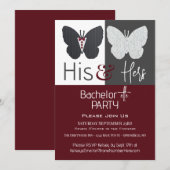 お揃いの蝶々 バチェラー/バチェレッテパーティー 招待状 (正面/裏面)