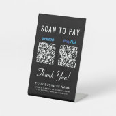 お支払いはQRコードをスキャン Venmo Paypal QRコード 黒 台座サイン (正面)