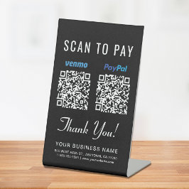 お支払いはQRコードをスキャン Venmo Paypal QRコード 黒 台座サイン