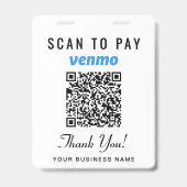 お支払いを簡単に Venmo PayPal QRコード ビジネス決済 バッジ (正面)