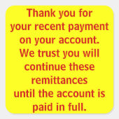 お支払い患者請求スタンプに感謝 スクエアシール (正面)