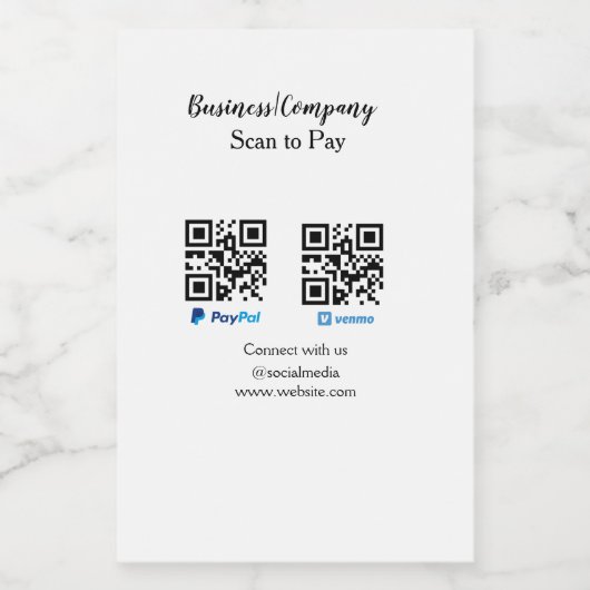 お支払いQRコードをスキャン PayPal Venmo ウェブサイトを追加 フードラベル (シングルラベル)
