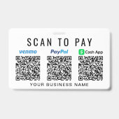 お支払いQRコード Venmo PayPal CashApp ビジネス バッジ (正面)