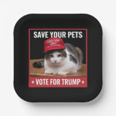 お救客様のペットがトランプ米国選挙引用文に投票 ペーパープレート (正面)