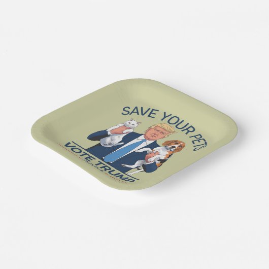 お救客様のペットがトランプ米国選挙引用文に投票 ペーパープレート (傾斜あり)