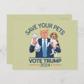 お救客様のペットがトランプ米国選挙引用文に投票 ポストカード (正面/裏面)