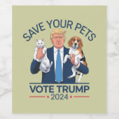 お救客様のペットがトランプ米国選挙引用文に投票 ワインラベル (シングルラベル)