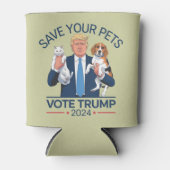 お救客様のペットがトランプ米国選挙引用文に投票 缶クーラー (正面)
