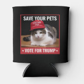お救客様のペットがトランプ米国選挙引用文に投票 缶クーラー (正面)