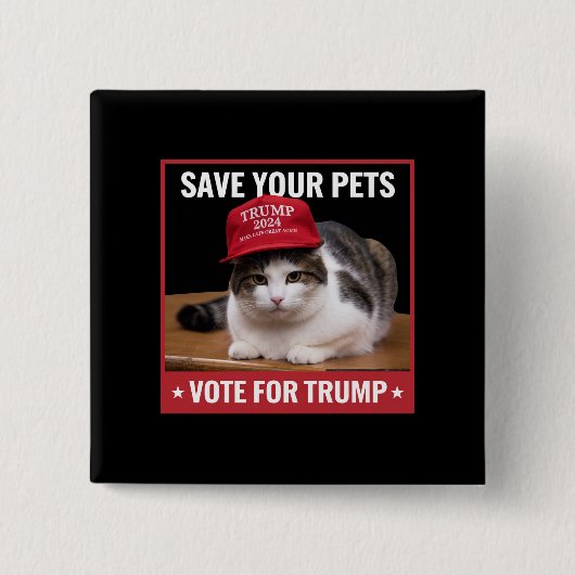 お救客様のペットがトランプ米国選挙引用文に投票 缶バッジ (正面)