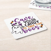 お救菓子お菓子楽しいハロウィーン スクエアペーパーコースター (アングル)