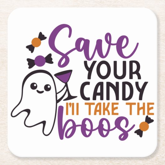 お救菓子お菓子楽しいハロウィーン スクエアペーパーコースター (正面)