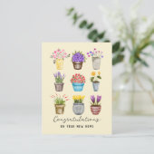 お新居祝いのカスタム鉢植え植物 ポストカード (スタンド正面)