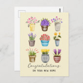 お新居祝いのカスタム鉢植え植物 ポストカード (正面/裏面)