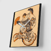 お日本のとぎ話 スクエア壁時計 (傾斜)