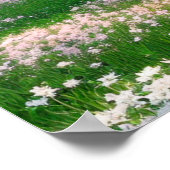 お日本の寺とピンクの花 ポスター (角)