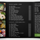 お日本の店すしメニュー三折フライヤー 三つ折り招待状 (内部中)