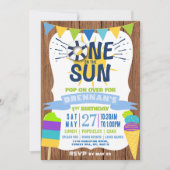 お日様の下で夏のバイブス 1歳の誕生日 招待状 (正面)