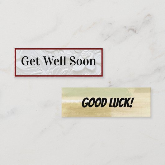 お早めに/Good Luckミニビジネスカード スキニー名刺 (正面/裏面)