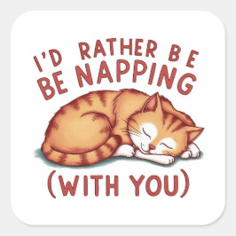 お昼寝したい – Ginger Cat スクエアシール