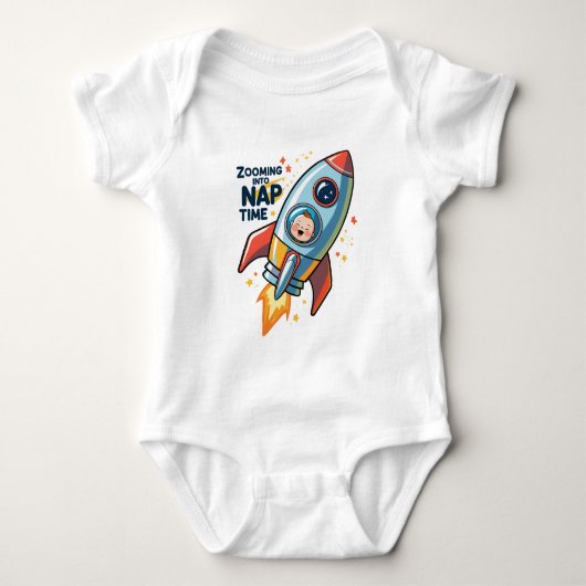 お昼寝に突入 – かわいいロケット ベビーボディスーツ (正面)