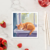 お昼寝の時間 | オレンジ色の子猫 水彩 ペット スタンダードカクテルナプキン (インサイチュ)