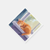 お昼寝の時間 | オレンジ色の子猫 水彩 ペット スタンダードカクテルナプキン (角)