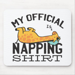 お昼寝専用Tシャツ - ぐうたらなキリン マウスパッド