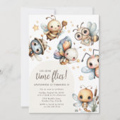 お時間は飛ぶように Kids 誕生日パーティー 招待状 (正面)