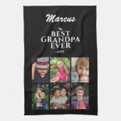 お最高のじいちゃん家族Keepsake 6 Photo Collage Black キッチンタオル (縦)