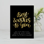 お最高のよび家族のビジネス金ゴールドに願う 箔シーズンカード (立ち正面)