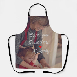 お最高の前の名前を愛するおばあちゃん写真コラージュ エプロン