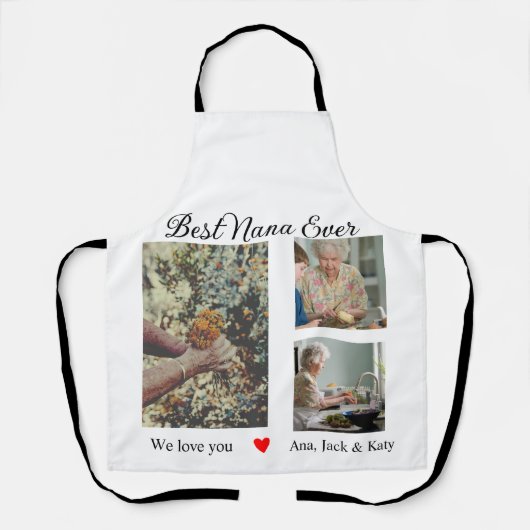 お最高の前の名前を愛するおばあちゃん写真コラージュ エプロン (正面)
