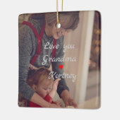 お最高の前の名前を愛するおばあちゃん写真コラージュ セラミックオーナメント (左)